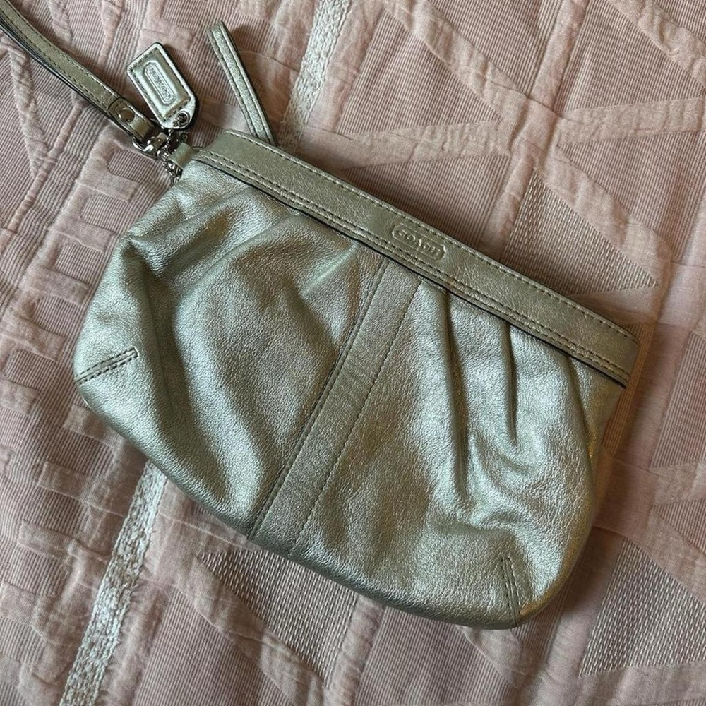 COACH Vintage Madison Metallic Gold Pleated Leather Wristlet